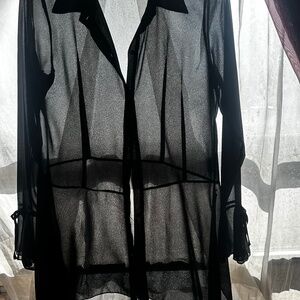 Made in Italy sheer flared shirt
